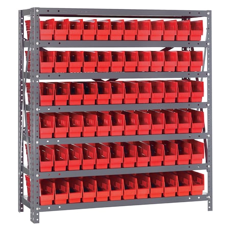 Quantum Storage Systems Steel Shelving with plastic bins 1239-100RD